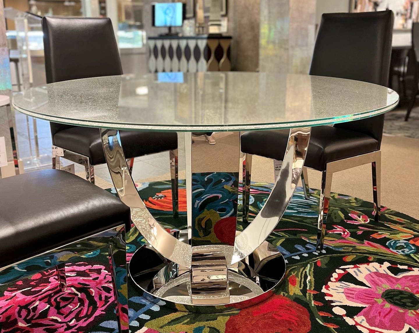 Crackled glass store dining table